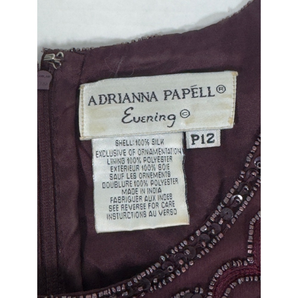 Adrianna Papell Evening Silk Beaded Sequin Floral Top P12 Vintage Mob Wife Gala - Picture 4 of 8